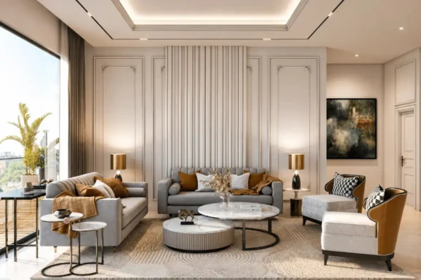 Luxury drawing room of 5 BHK resale apartment in M3M The Cullinan, Sector 94