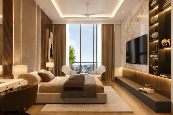 Master bedroom of 5 BHK apartment for resale in M3M The Cullinan, Sector 94 Noida