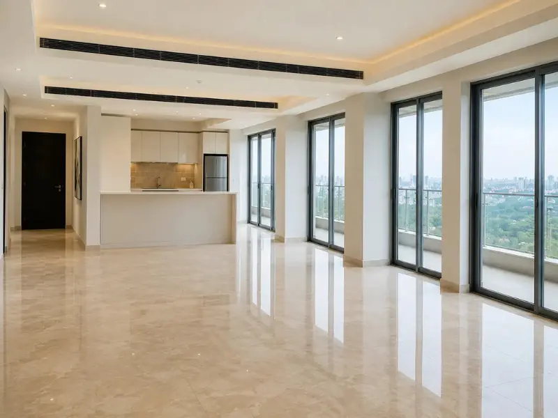 Spacious living hall in luxury penthouse for rent at Nova Residences, Supertech Supernova Sector 94 Noida