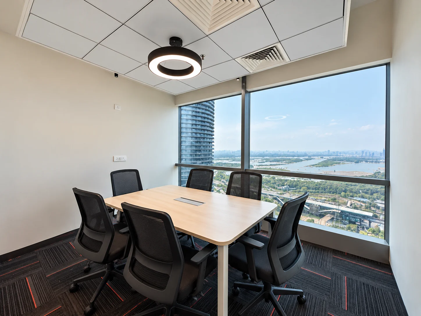 Meeting room with river view in the 2500 sq ft office for sale at Supernova Astralis, Sector 94 Noida