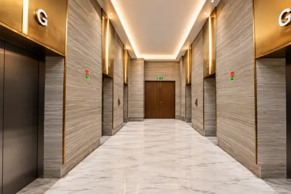 Office interior with workstations at Supernova Astralis, Noida Expressway