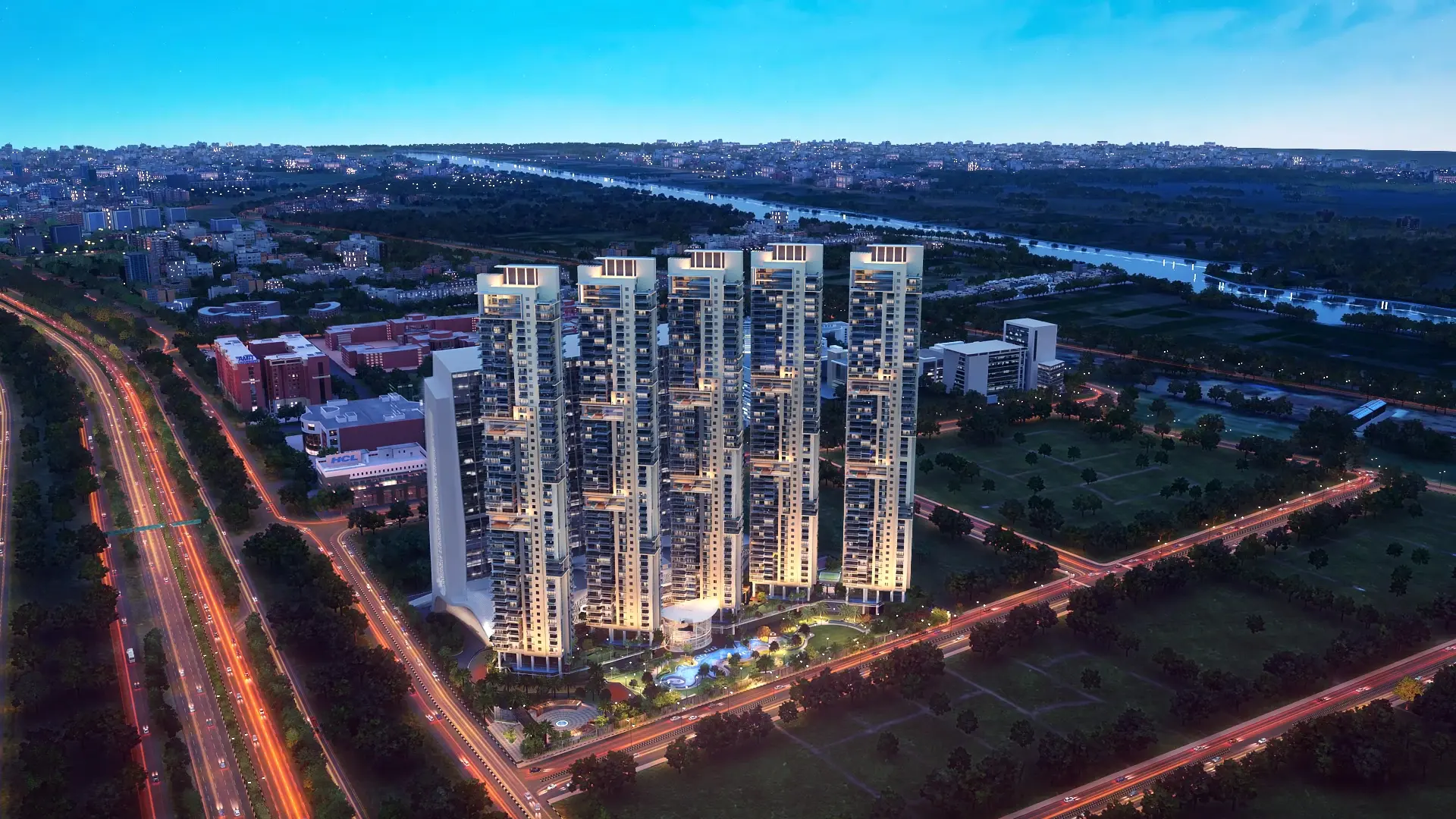 ATS Knightsbridge Sector 124 Noida night view