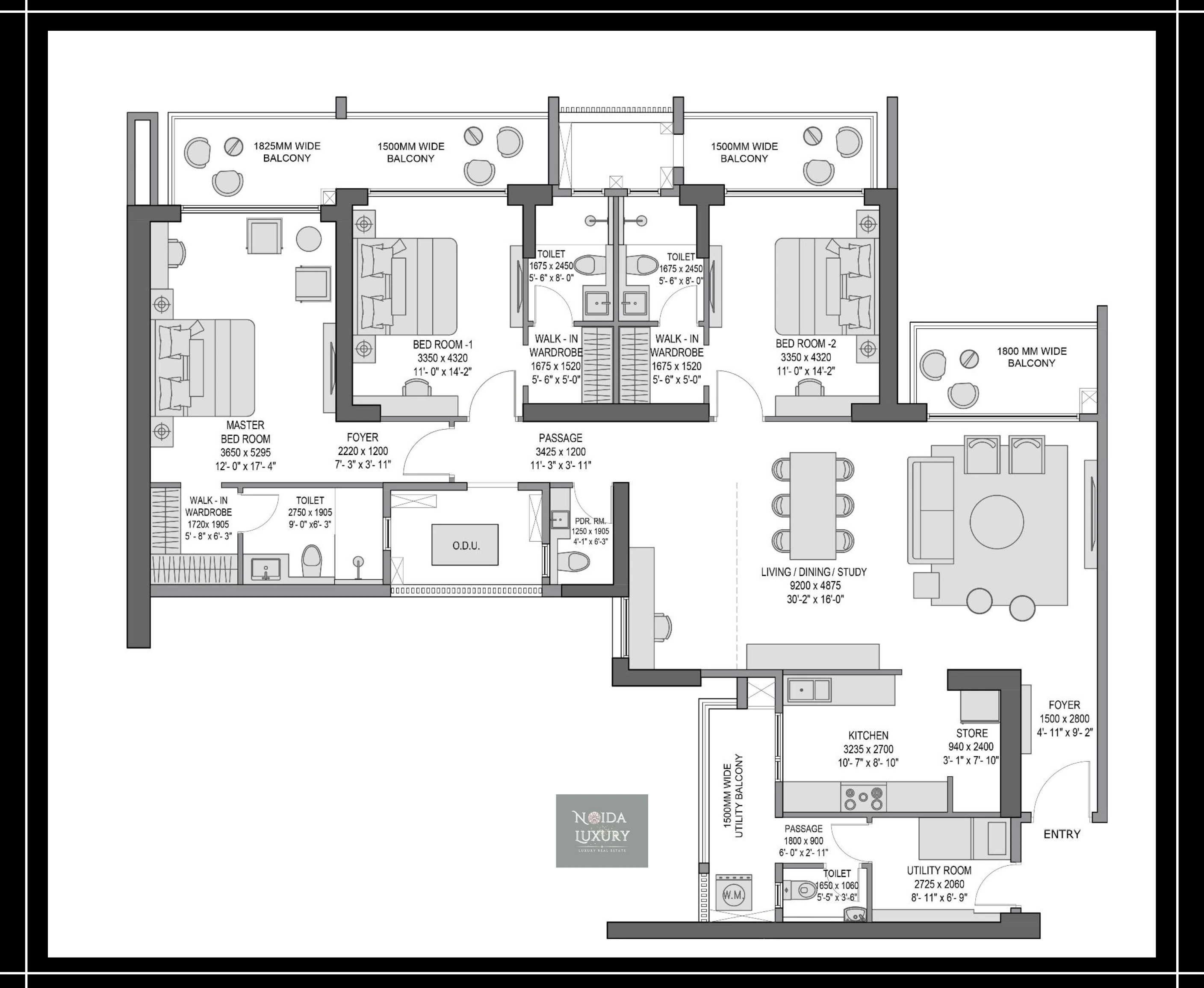 Experion Elements 3 BHK floor plan ~2800 sq ft
            Sector 45 Noida