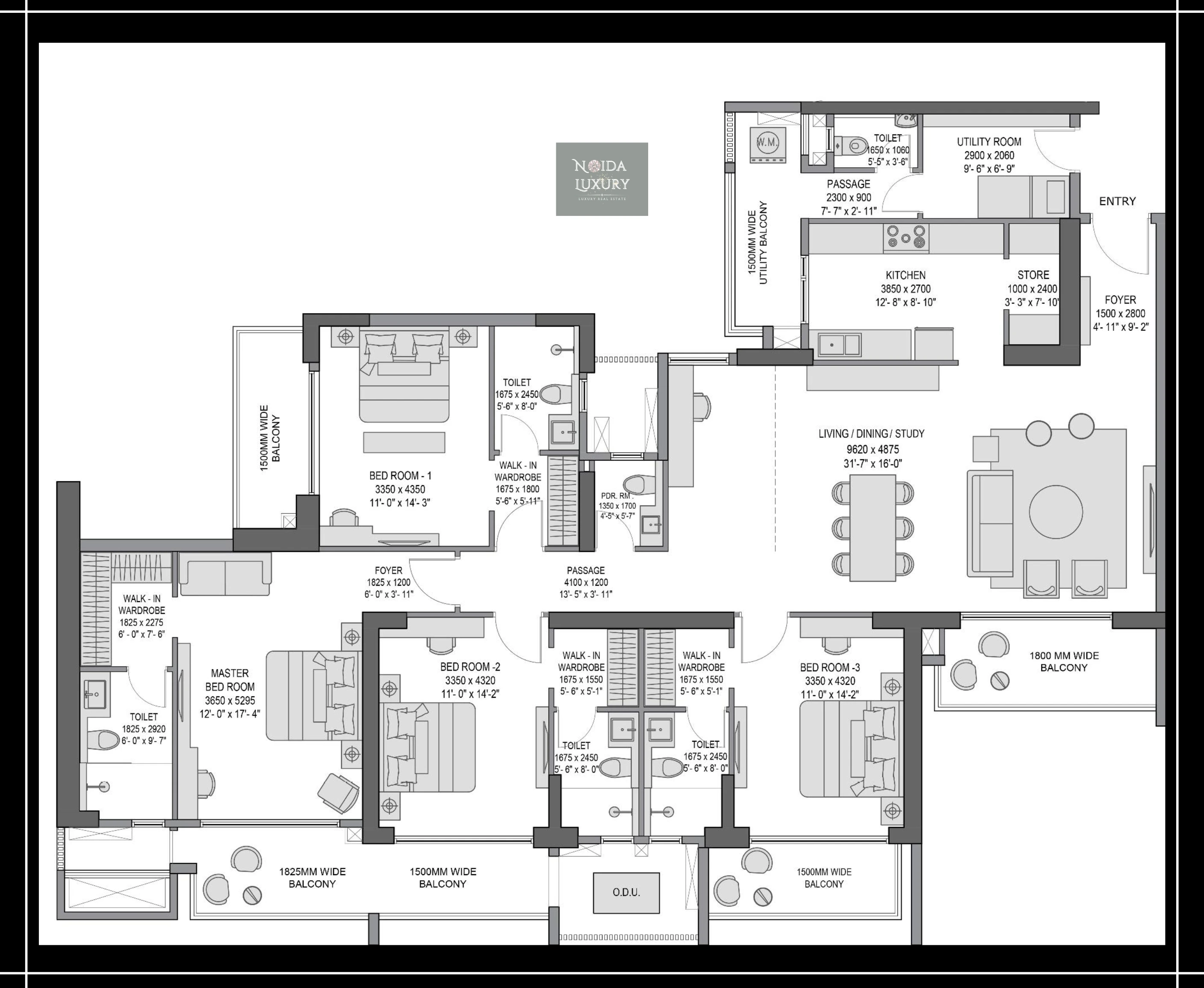 Experion Elements 4 BHK floor plan ~3800 sq ft
            Sector 45 Noida