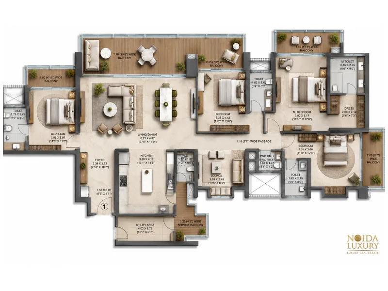 Kalpataru Vista 4 BHK floor plan ~4000 sq ft Sector 128 Noida