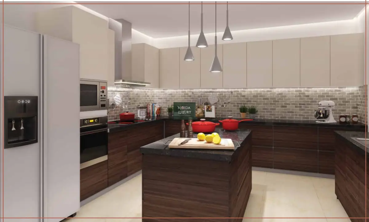 Kalpataru Vista modern luxury kitchen — golf-facing apartment, Sector 128 Noida
