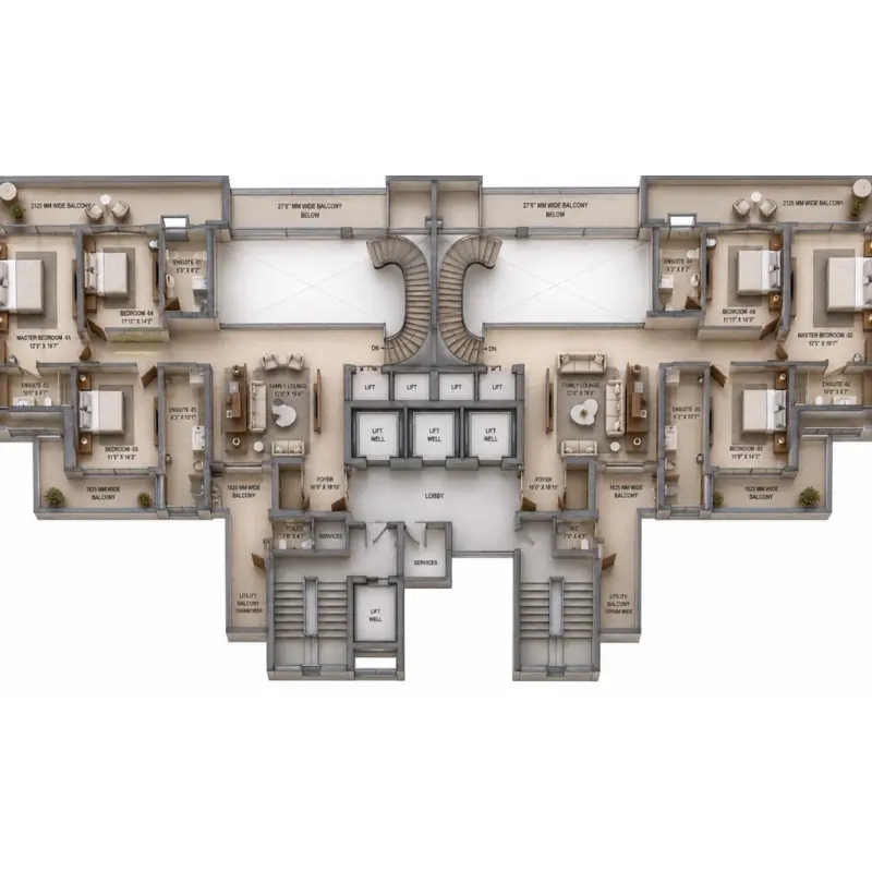 M3M The Cullinan Signature
            Penthouse Floor Plan Layout Sector 94 Noida