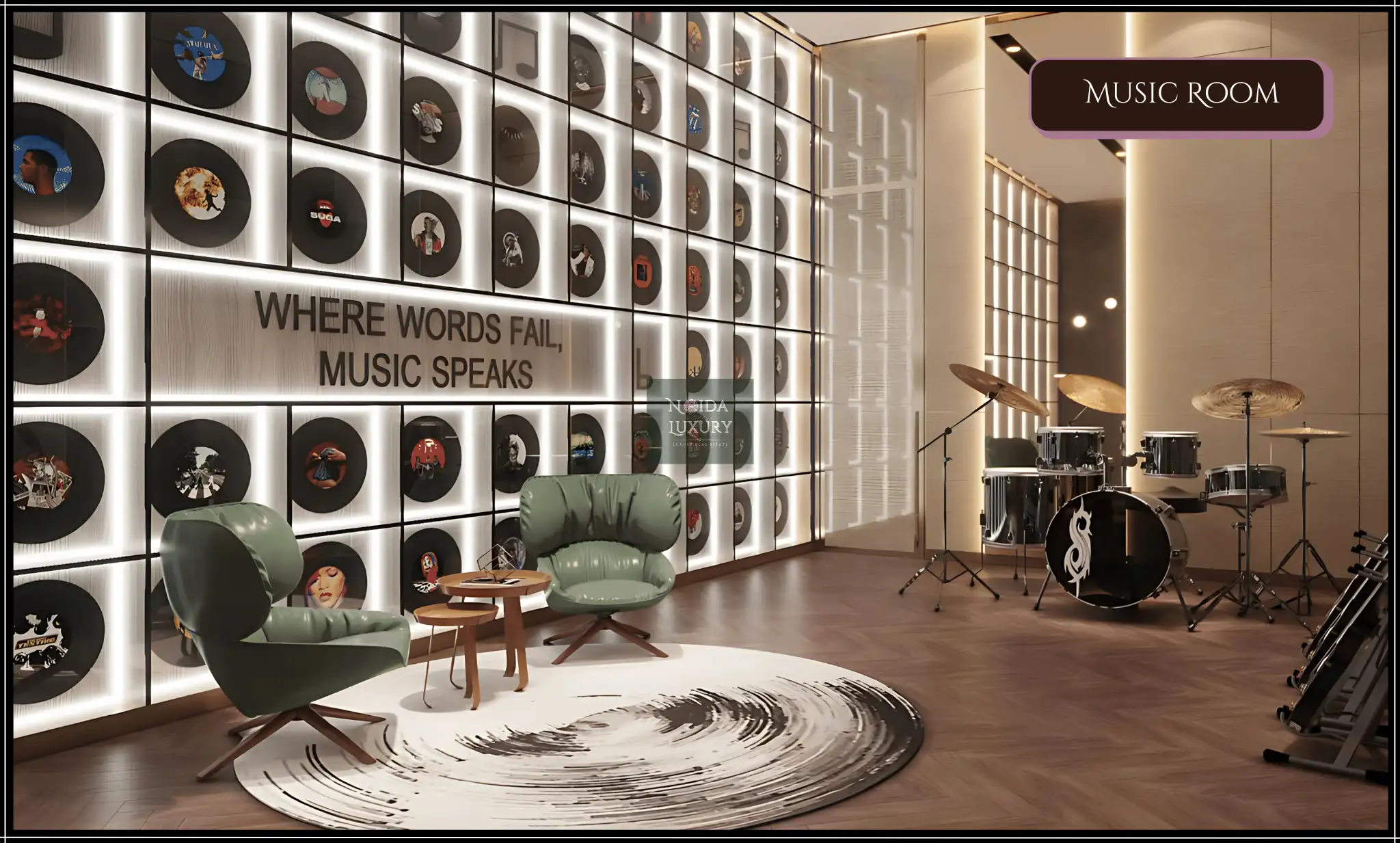 M3M The Cullinan premium music room and leisure lounge — luxury apartments near Noida Expressway Sector 94