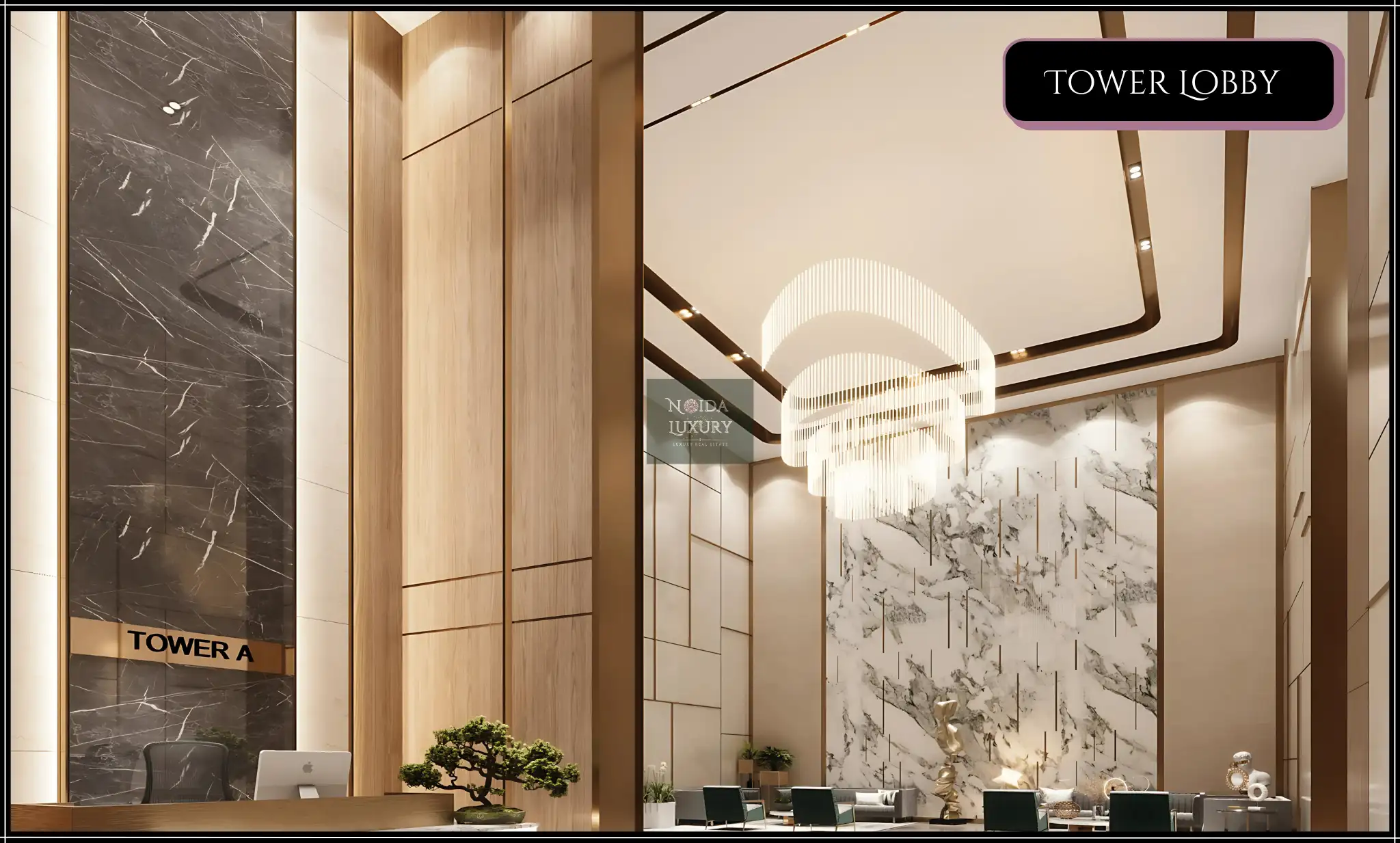 M3M The Cullinan entrance lobby — 3 BHK luxury apartment Noida Expressway with skyline views