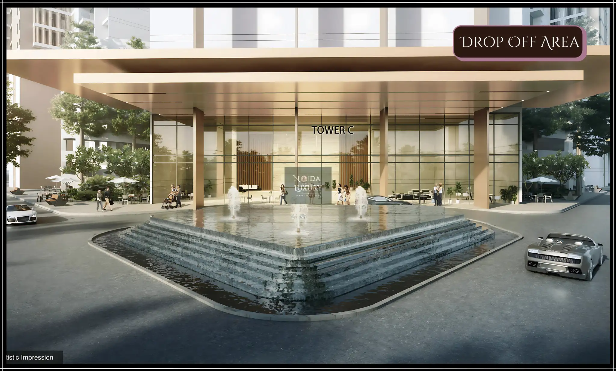 M3M The Cullinan grand drop-off area and entrance driveway — luxury apartments near Noida Expressway Sector 94