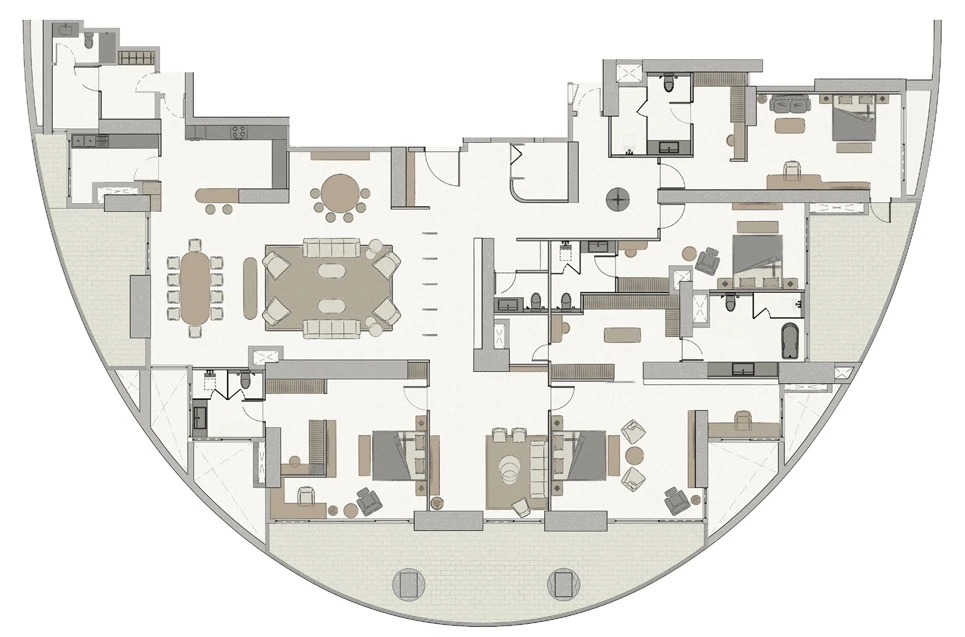 Max One Noida 4 BHK South-Facing floor plan — 9,847 sq ft bare-shell layout | Sector 16B