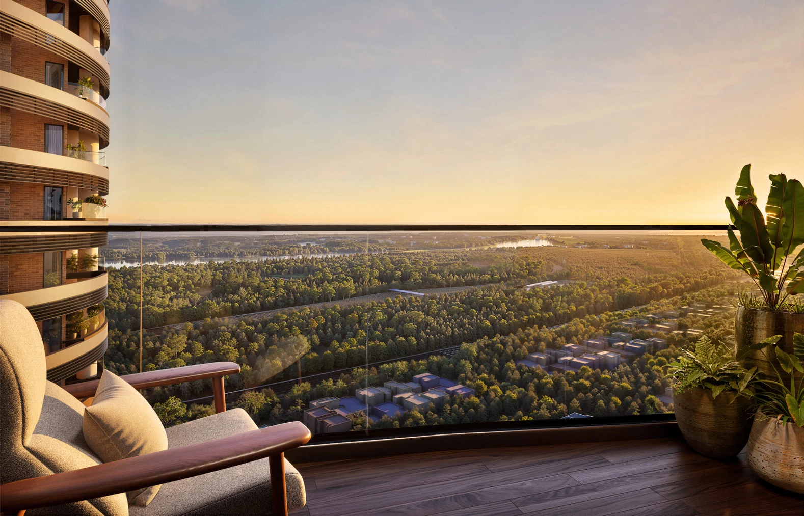 Max One Noida 5 BHK North-Facing residence balcony with panoramic green views