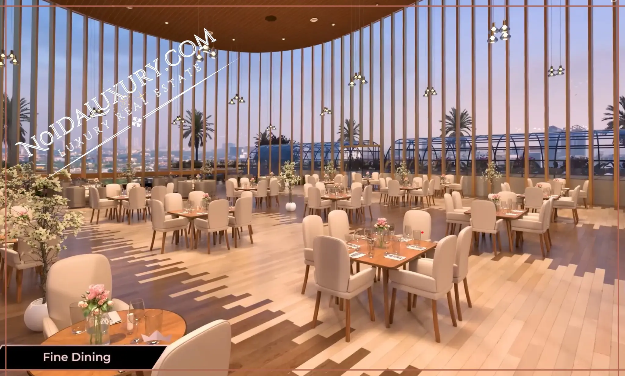 Fine dining and food court at Purvanchal Skyline Vista commercial project Sector 94 Noida