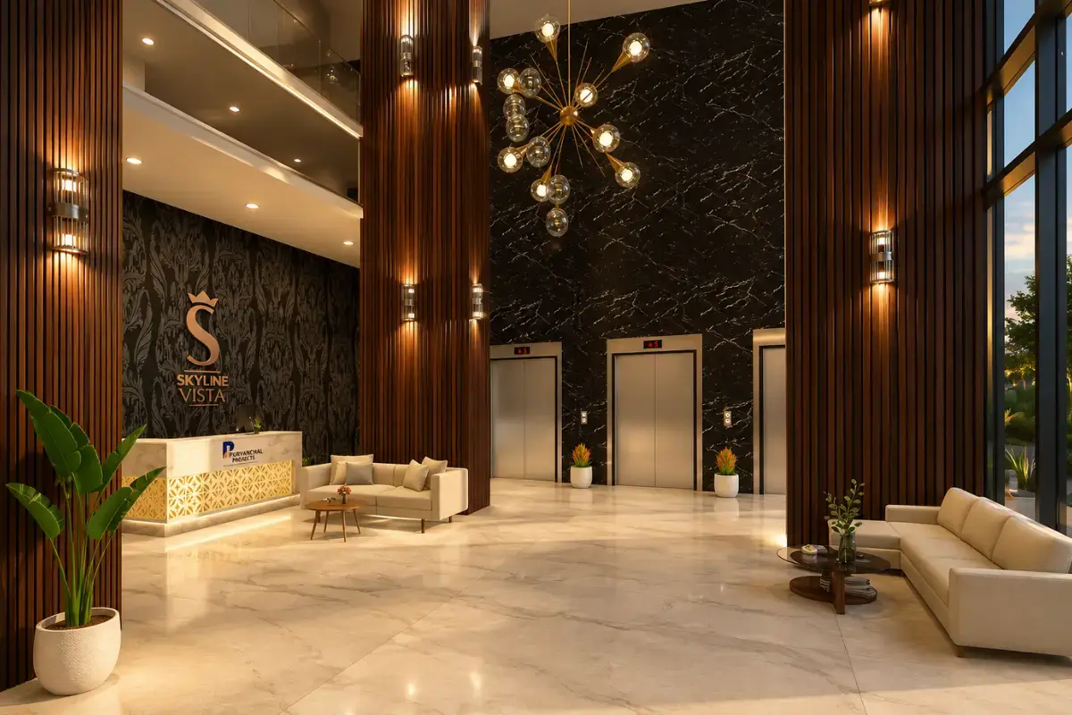 Purvanchal Skyline Vista amenities including food court multiplex and office facilities