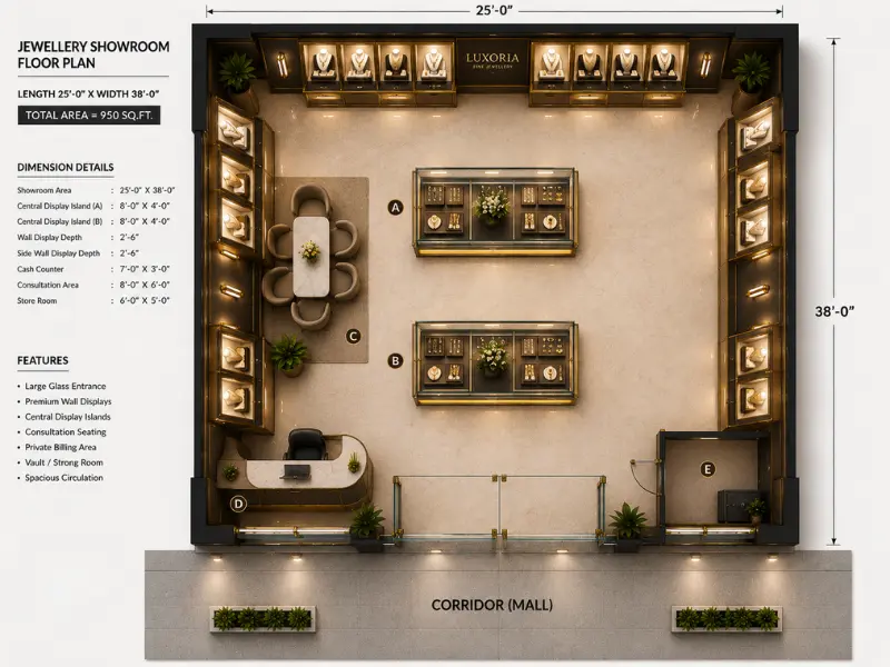 Retail showroom floor plan at Purvanchal Skyline Vista Noida