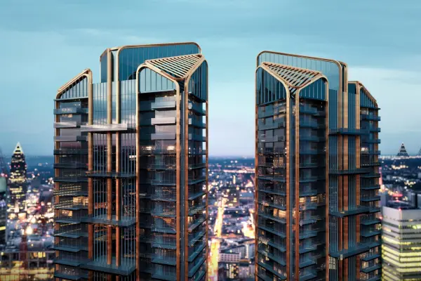 Building facade architectural design of Trump Tower Noida luxury apartments Sector 94