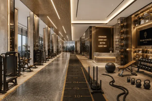 Gymnasium and games room recreational facility at Trump Tower Noida luxury amenities