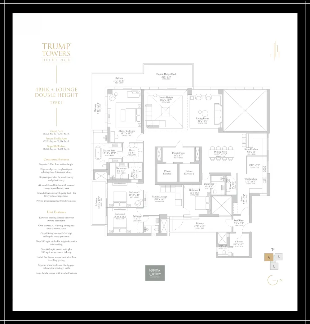 Trump Tower Noida 4 BHK floor plan 