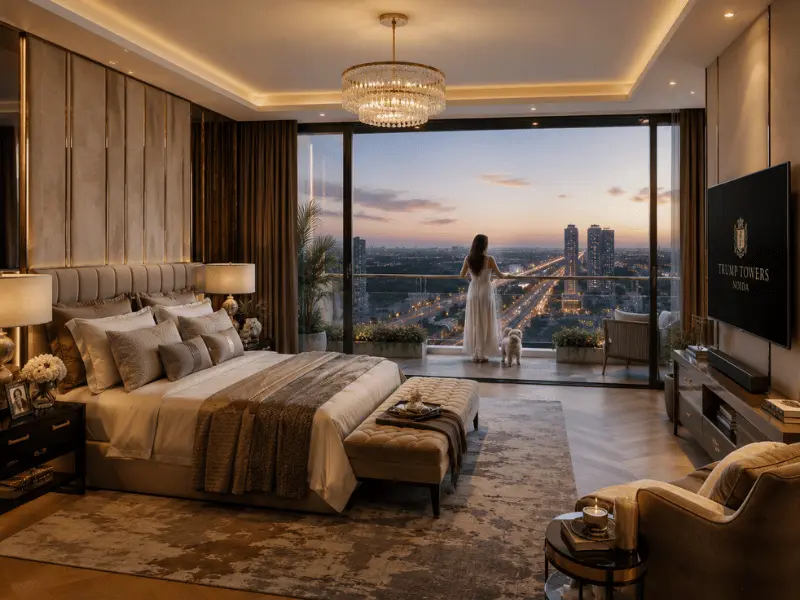 Trump Tower Noida 4 BHK luxury branded apartment — 4,925 sq ft with private lift lobby, floor-to-ceiling glass | Sector 94 | M3M